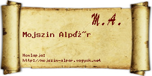 Mojszin Alpár névjegykártya